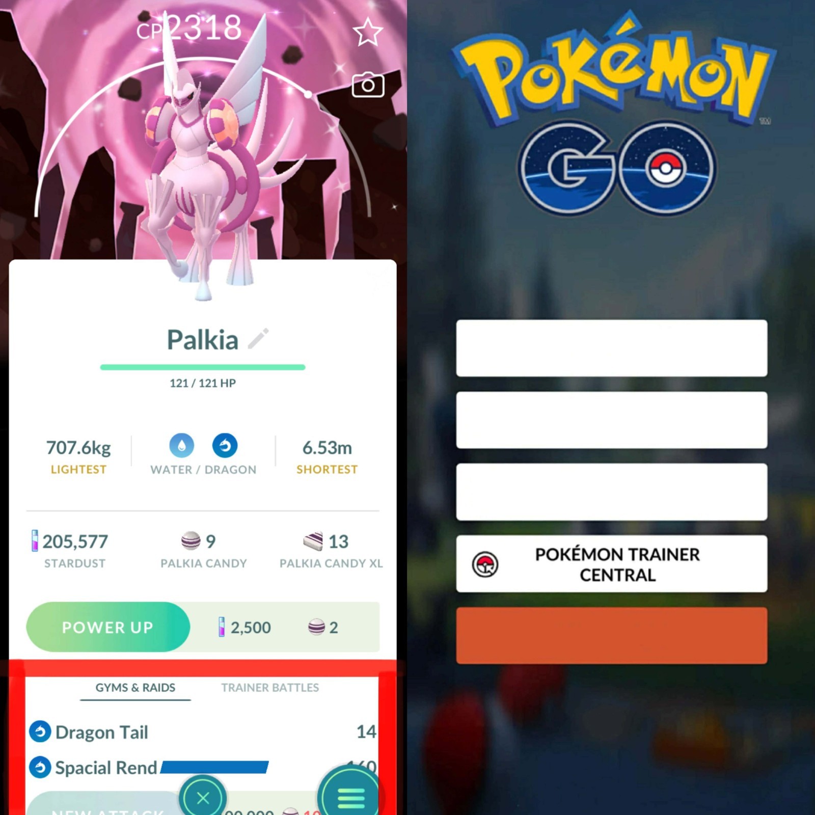 Pokémon PTC Go | Shiny Palkia Background Go Tour Kalos 2026 ✨ Move Special Rend✨