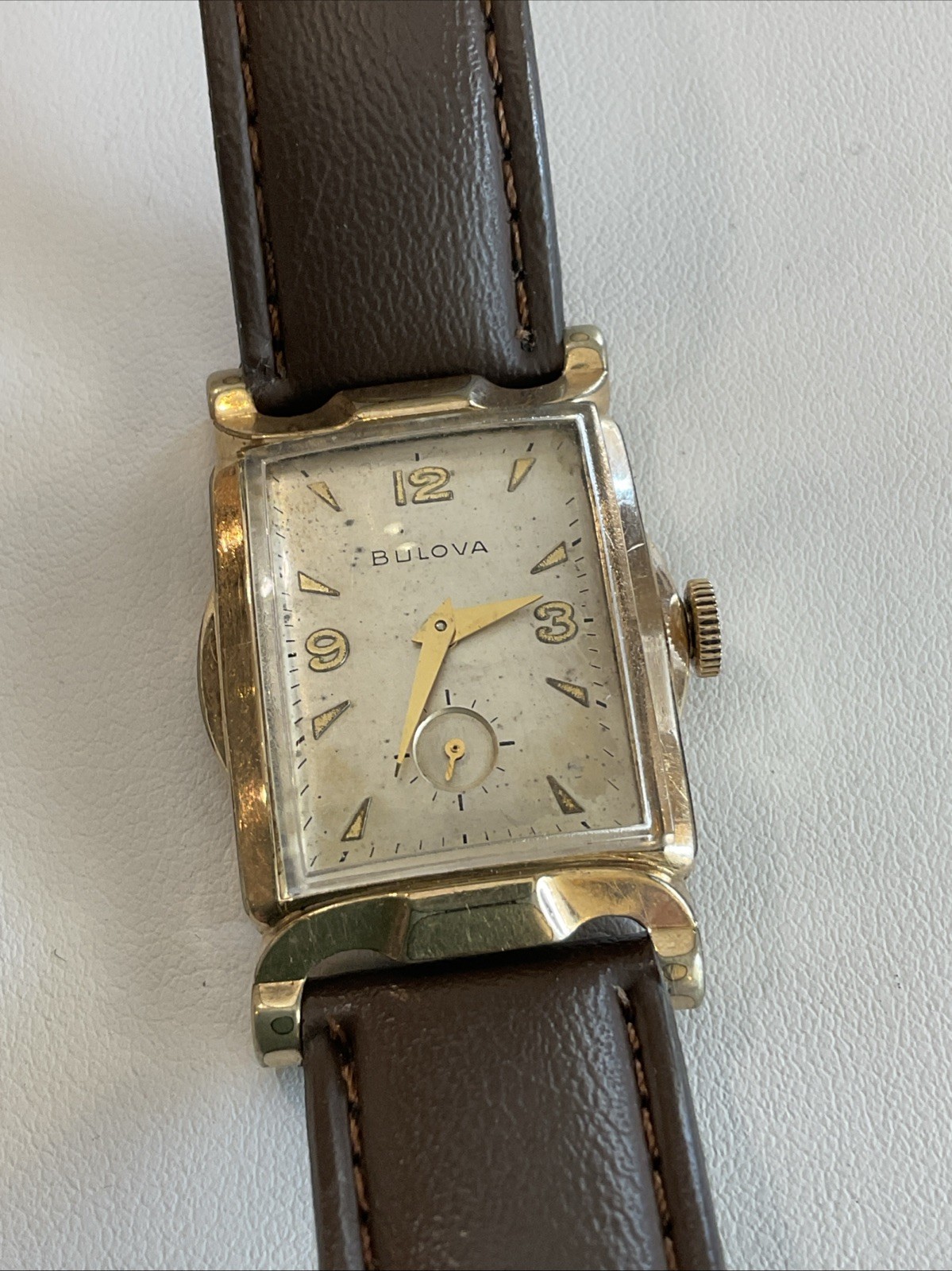 Works Vintage Antique Men’s Bulova 10K RGP Tank Wristwatch