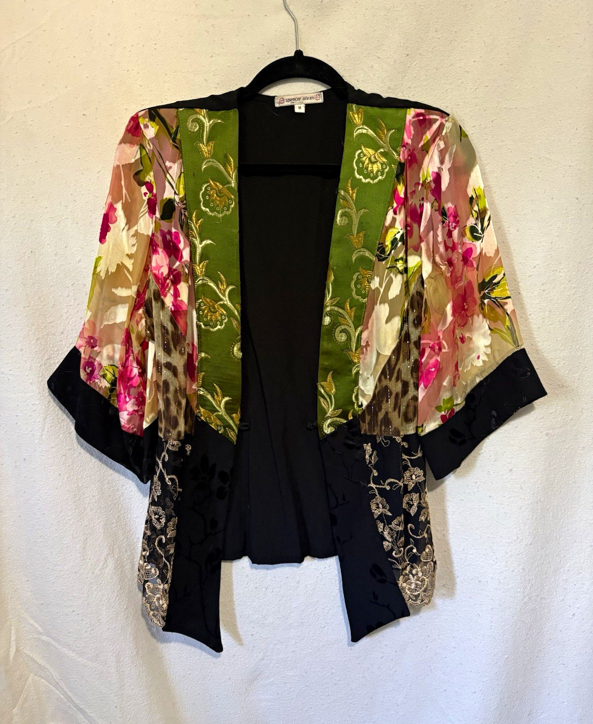 Spencer Alexis Women’s M Multicolor Floral Embroidered Open-Front Kimono
