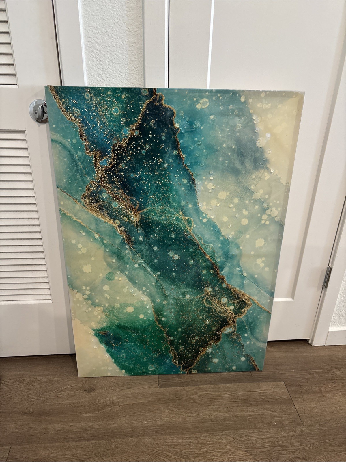 Large 40” x 28” Original Abstract Resin Canvas with Gems and Rhinestones Large 40” x 28” Original Abstract Resin Canvas with Gems and Rhinestones