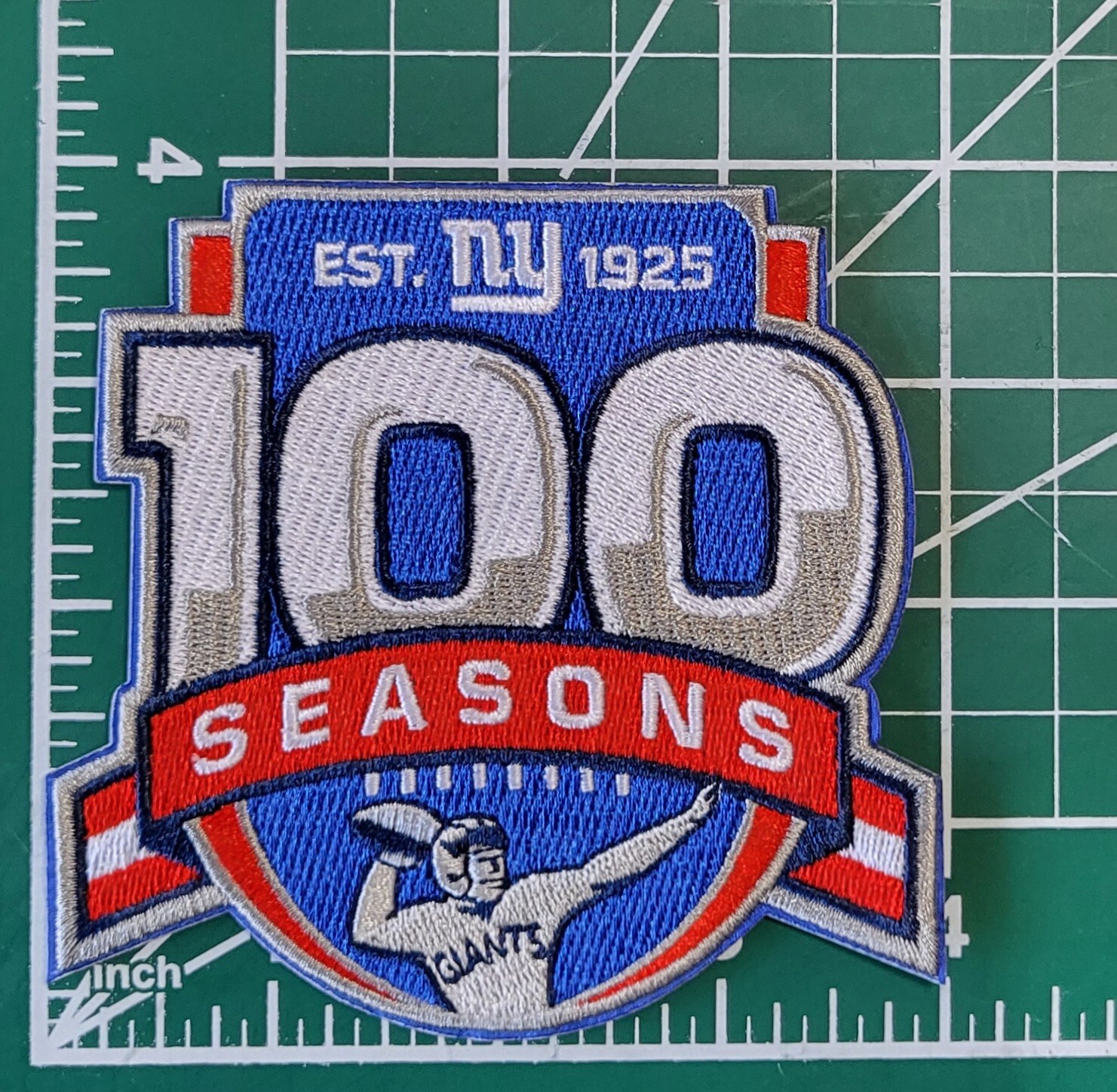 New York Giants 100 Seasons Iron On Embroidered Patch ~ Free Tracking