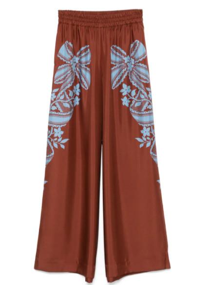 La DoubleJ SILK Twill Brown Wide Leg Palazzo Pants -  Large - retail $780