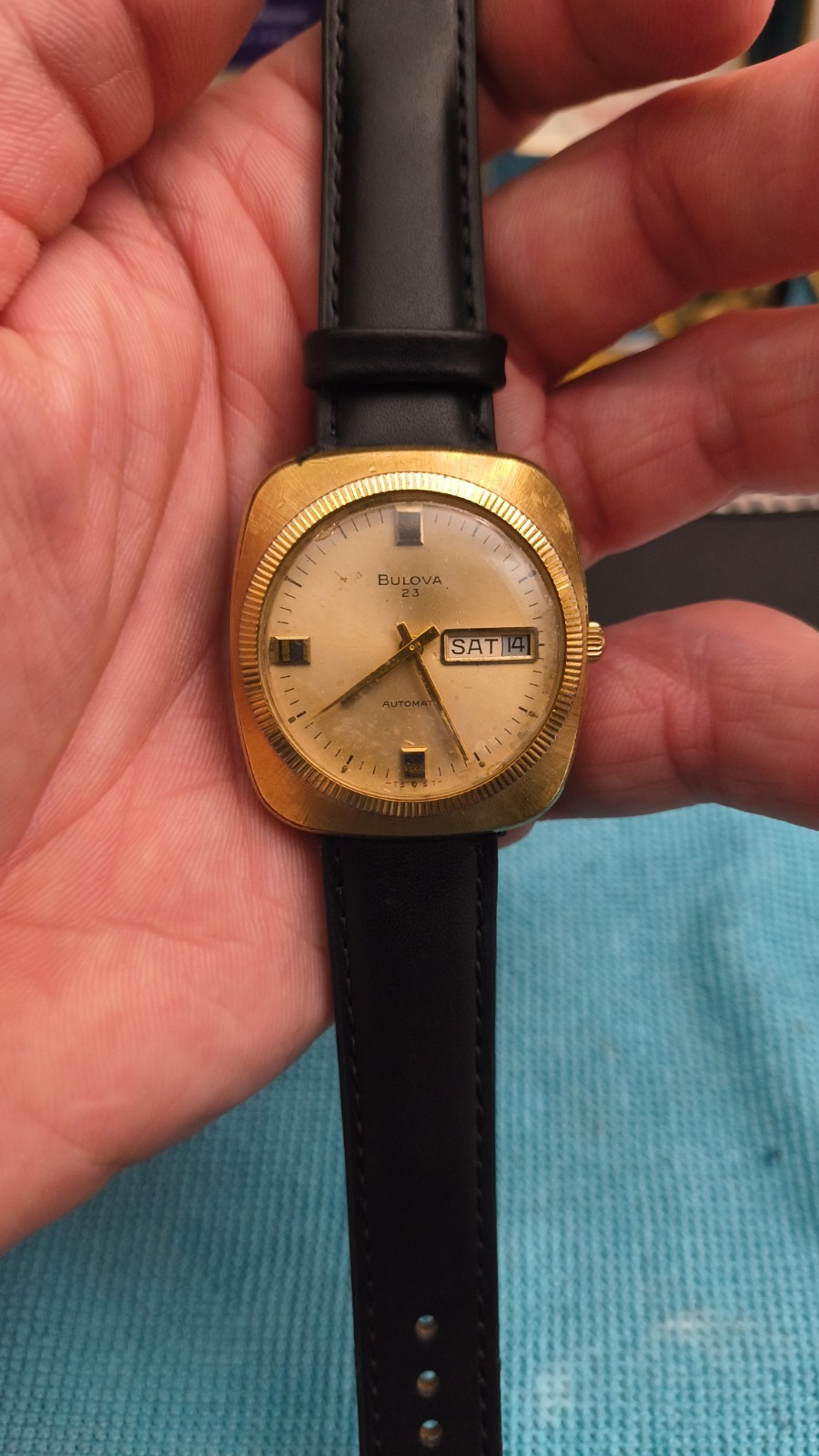 Vintage 1974 BULOVA 23 Jewels Automatic Watch N4 Cushion Case 10K RGP 