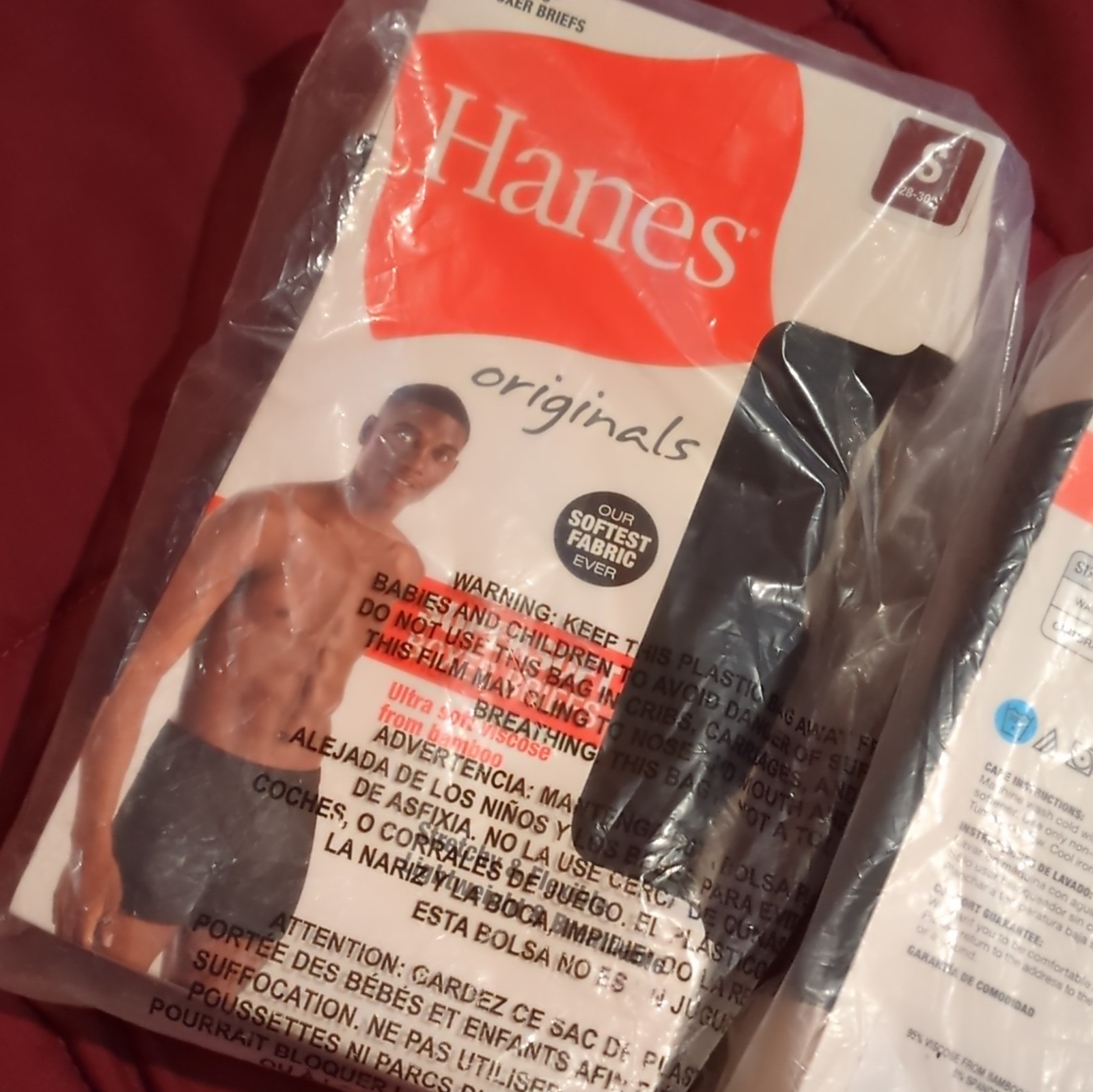 Hanes Originals Men\'s Boxer Briefs, sealed Black 3-Pack Size S - Silky Viscose