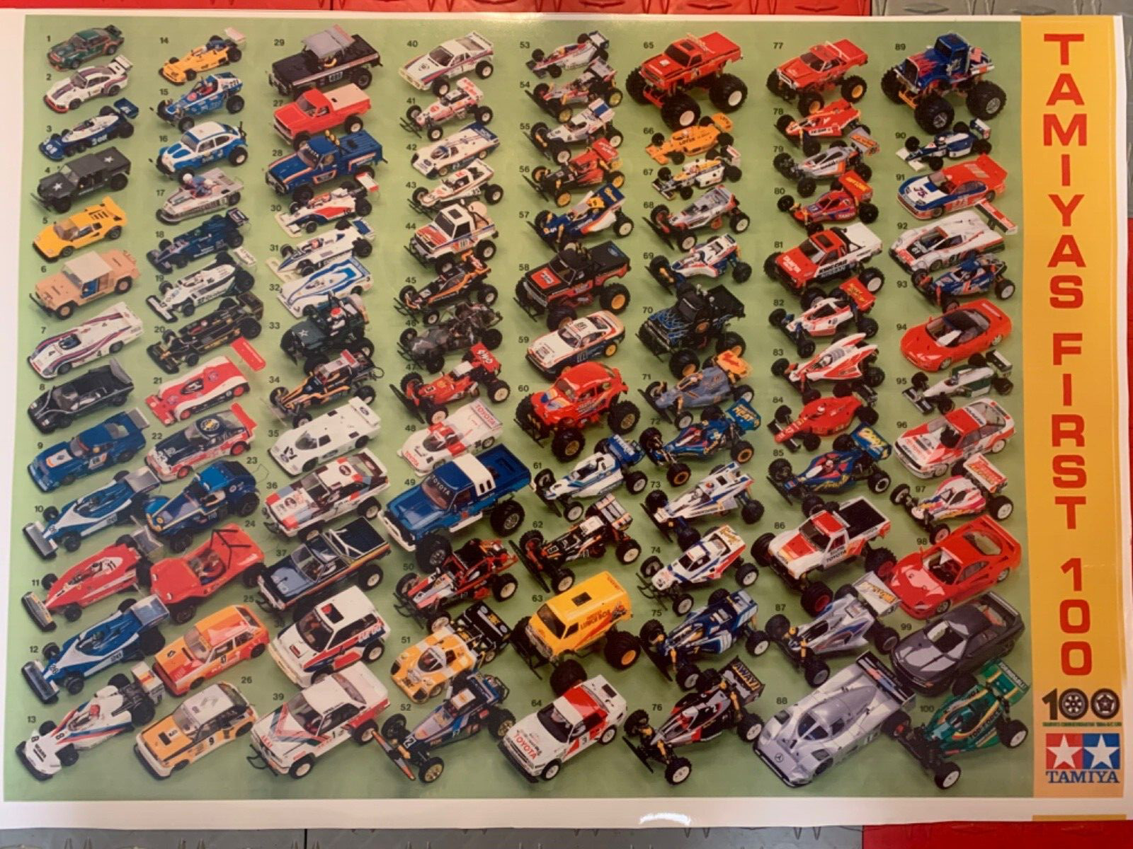 Vintage Tamiya first 100 poster, sign, for vintage RC collectors