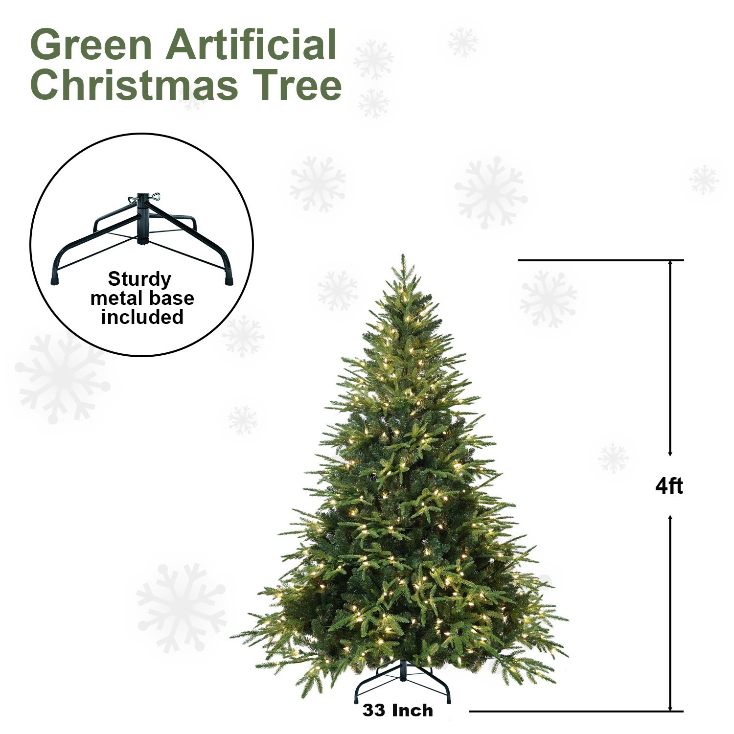 4-9FT Pre-Lit Artificial Christmas Tree Realistic Green Spruce Holiday Xmas Tree