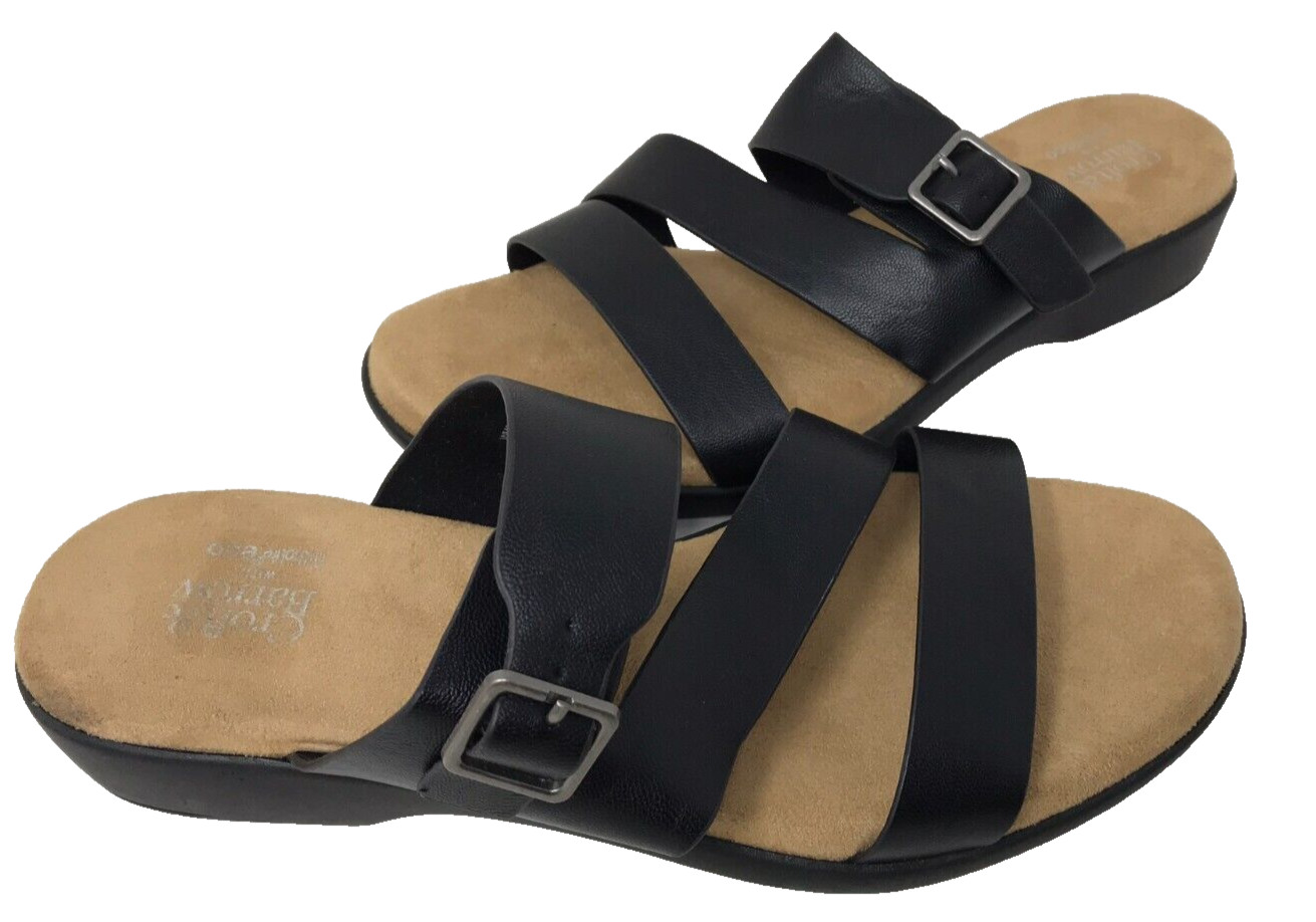 Croft & Barrow Women\'s Laylah Ortholite Comfort Slide Sandals Blk Size:8.5 196EF