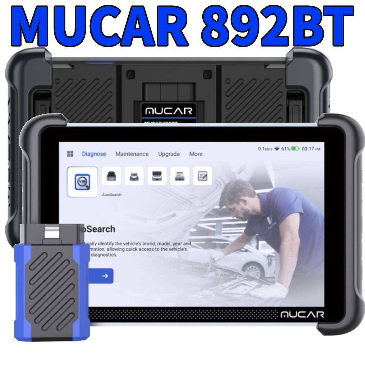 MUCAR 892BT Key Coding Car Bidirectional AI Diagnostic E.CU TPMS OBD2 Scanner