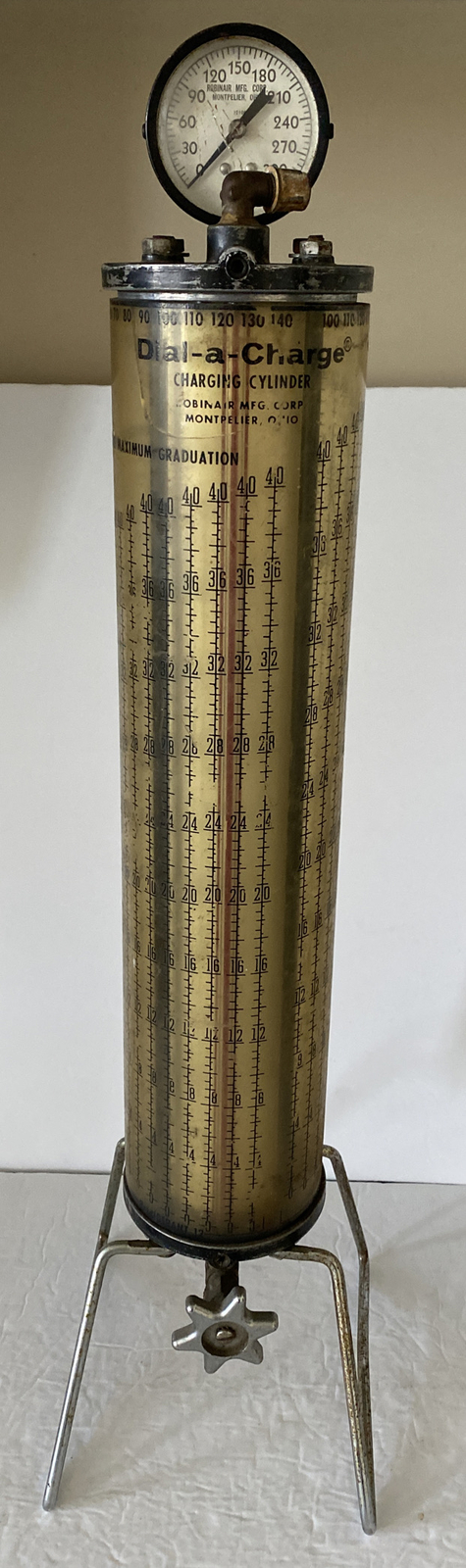 Robinair Dial A Charge Heated Refrigerant Cylinder On Stand Vintage Untested