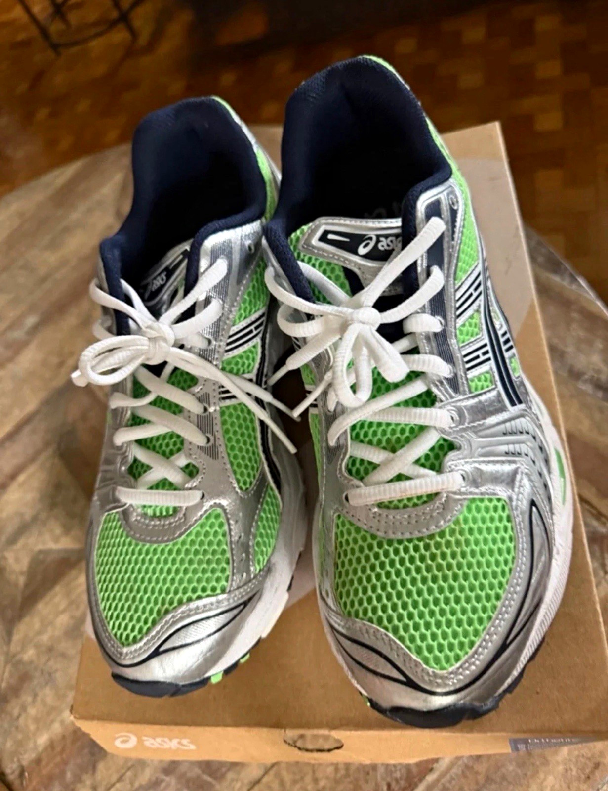 ASICS Gel-Kayano 14 Bright Lime/Midnight Mesh Low Top Lace Up Sneakers