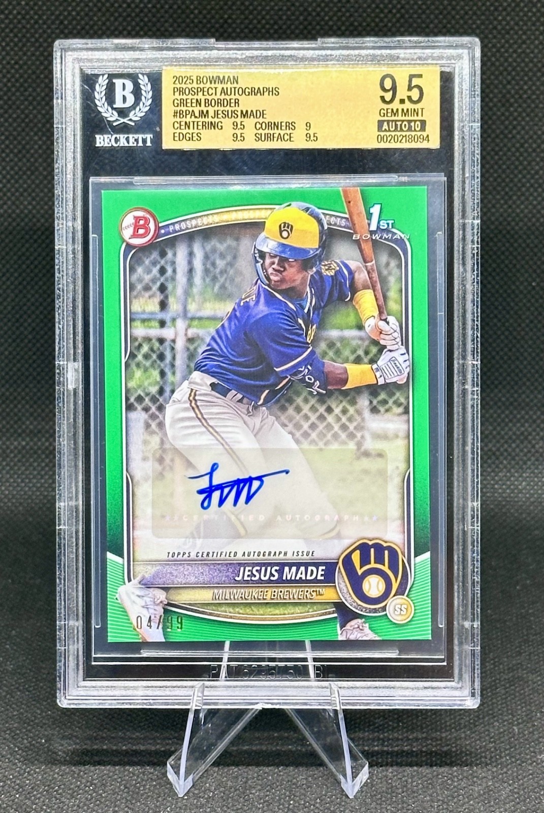Jesus Made Bowman 1st Auto BGD 9.5 Green /99