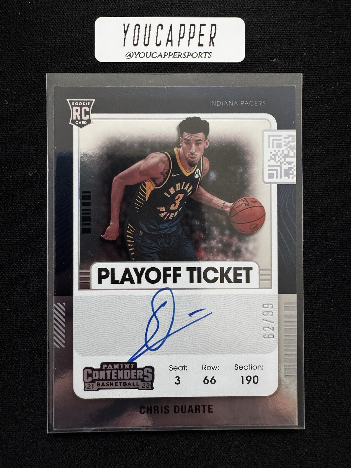 2021-22 Panini Contenders - Chris Duarte #113 Playoff Ticket /99 (AU, RC)