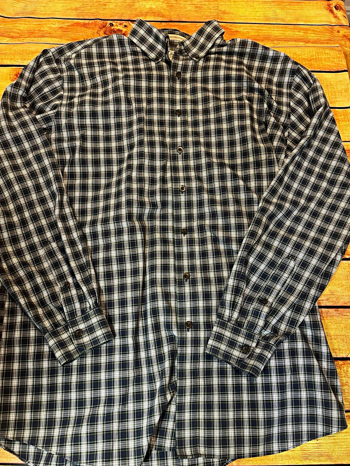 L.L.Bean Men\'s XLT Tall Wrinkle Resistant Plaid Cotton Long Sleeve Shirt L.L.Bean Men\'s XLT Tall Wrinkle Resistant Plaid Cotton Long Sleeve Shirt