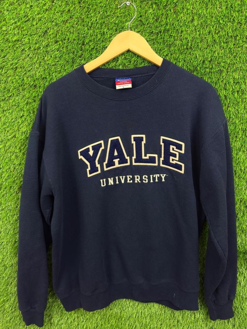 Vintage Champion Yale University Collegiate Crewneck Sweatshirt Navy Large