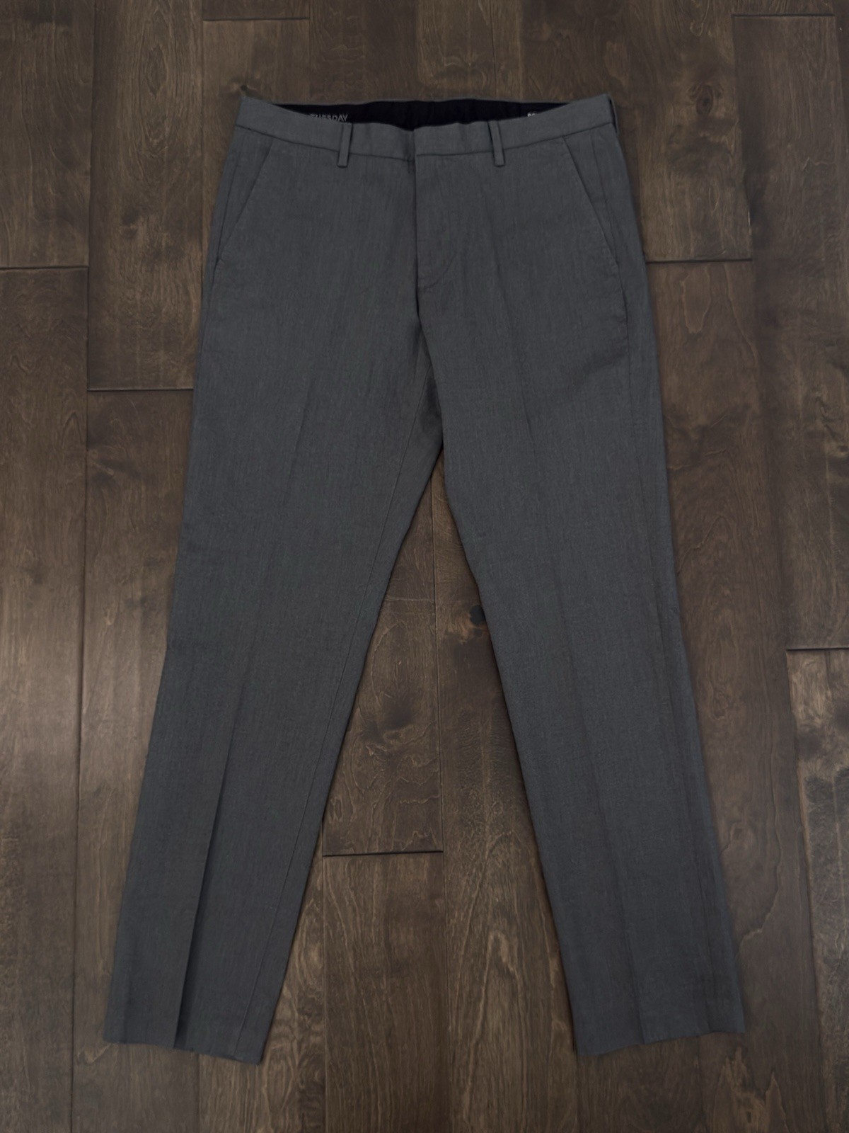 Bonobos Mens Grey Flat Front Tuesday Dress Pant Size 33X32 Slash Pockets Stretch
