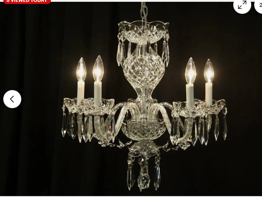 Waterford Crystal Chandelier – B.5 5 Arm Comeragh Cut 1980 – Authentic Vintage 