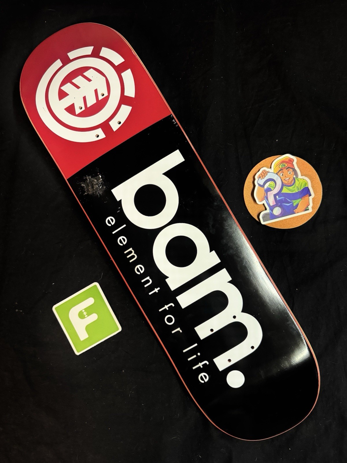 RARE Bam Margera Element For Life Skateboard Deck Black Red Pro Model HIM RARE Bam Margera Element For Life Skateboard Deck Black Red Pro Model HIM
