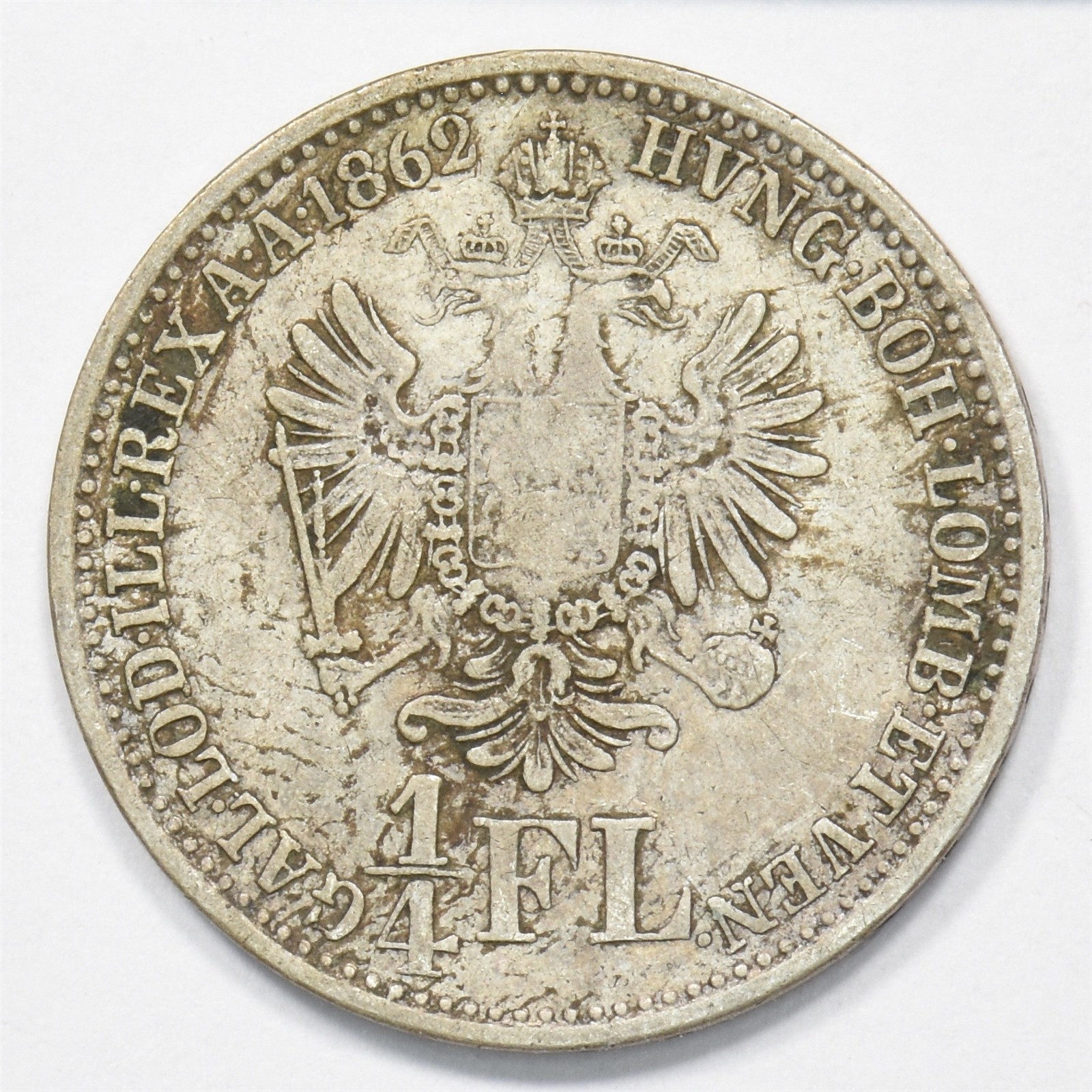Austria 1862-A King Francis Joseph I 1/4 Florin Silver P240183 Austria 1862-A King Francis Joseph I 1/4 Florin Silver P240183