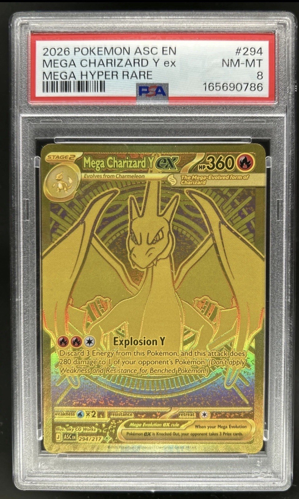2026 Pokemon Ascended Heroes Mega Charizard Y EX Hyper Rare #294/217 PSA 8