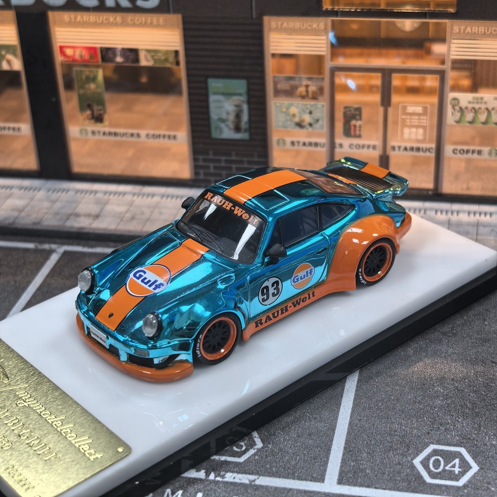 MC 930 Porsche RWB Chrome Gulf Blue 1:64 Scale Alloy Diecast Model Car Collect MC 930 Porsche RWB Chrome Gulf Blue 1:64 Scale Alloy Diecast Model Car Collect