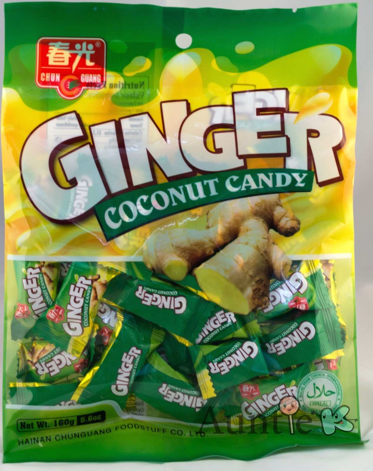 1 BAG Chun Guang Ginger Coconut Hard Candy 5.6 oz ~36 pcs SAVE COMBINED SHIPPING