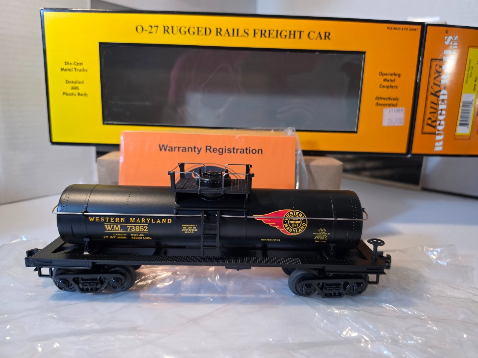 Vintage 1997 MTH Rail King 33-7320 Western Maryland Tank Car Road # WM 73852 OB Vintage 1997 MTH Rail King 33-7320 Western Maryland Tank Car Road # WM 73852 OB