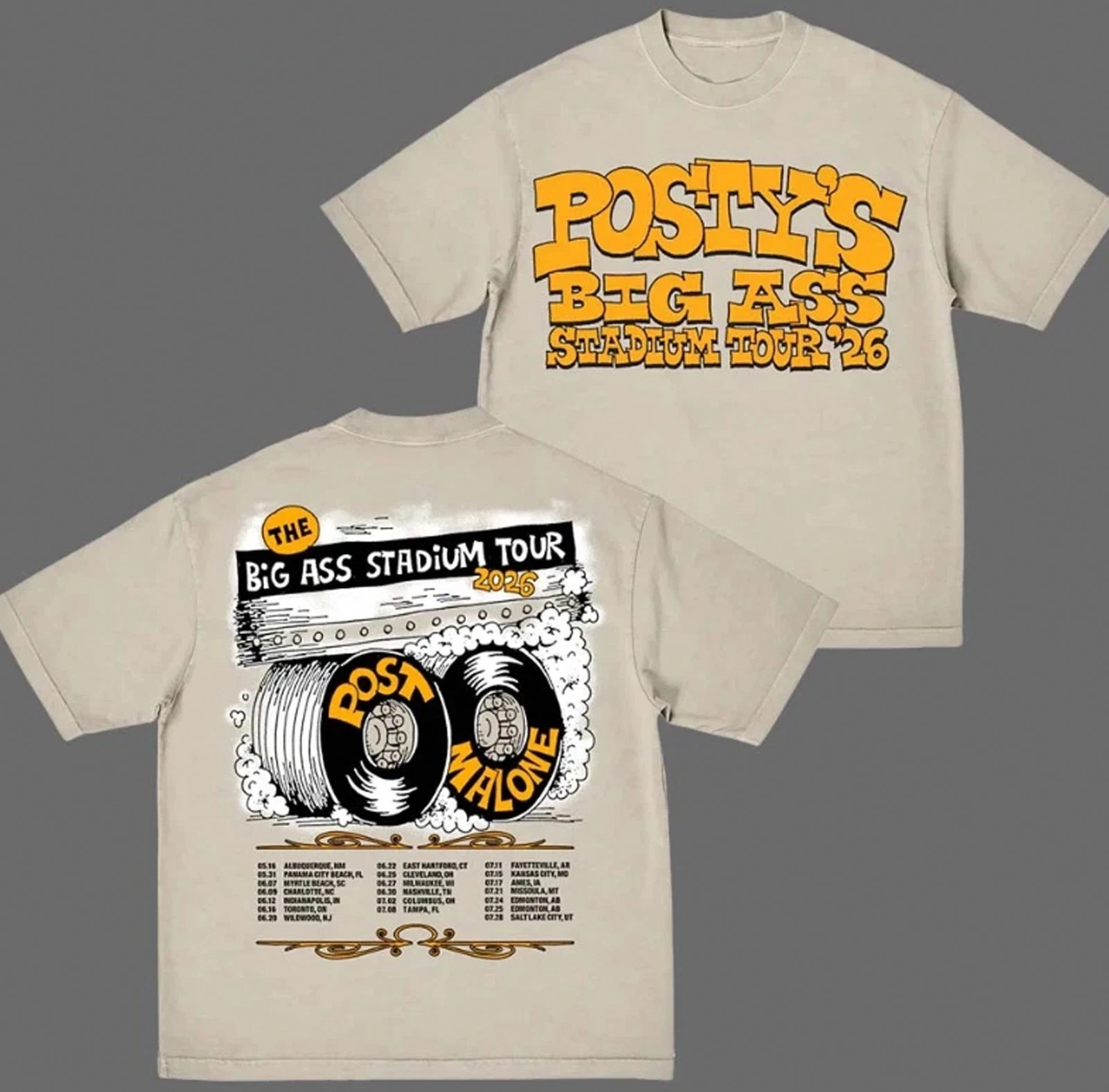 Post Malone Posty\'s Big Ass Stadium Tour 2026 T-Shirt Post Malone Posty\'s Big Ass Stadium Tour 2026 T-Shirt