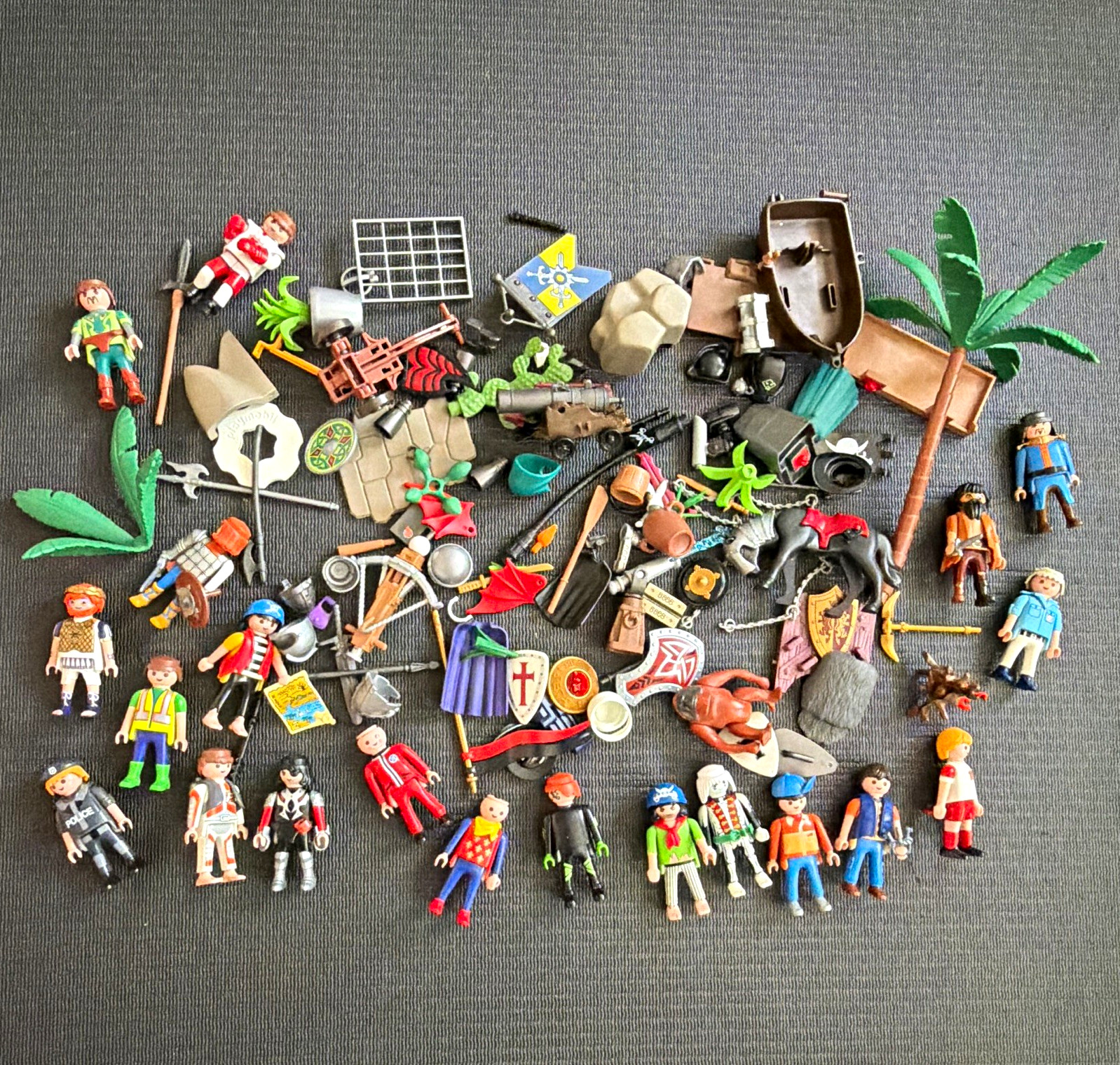 Playmobil Mixed Lot Figures Accessories Weapons Shields Horse Ape Palm Tree Boat