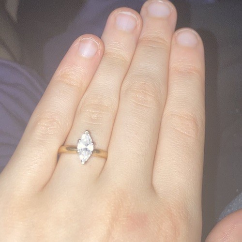 Vintage 14 K Gold Ring , Marquise Stone Size 6 3/4