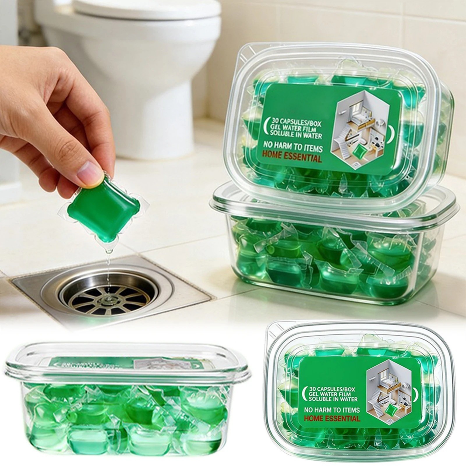 Drain Freshener Pods Sink Odor Eliminator Gel Water Soluble Deodorizer 90 TABLET