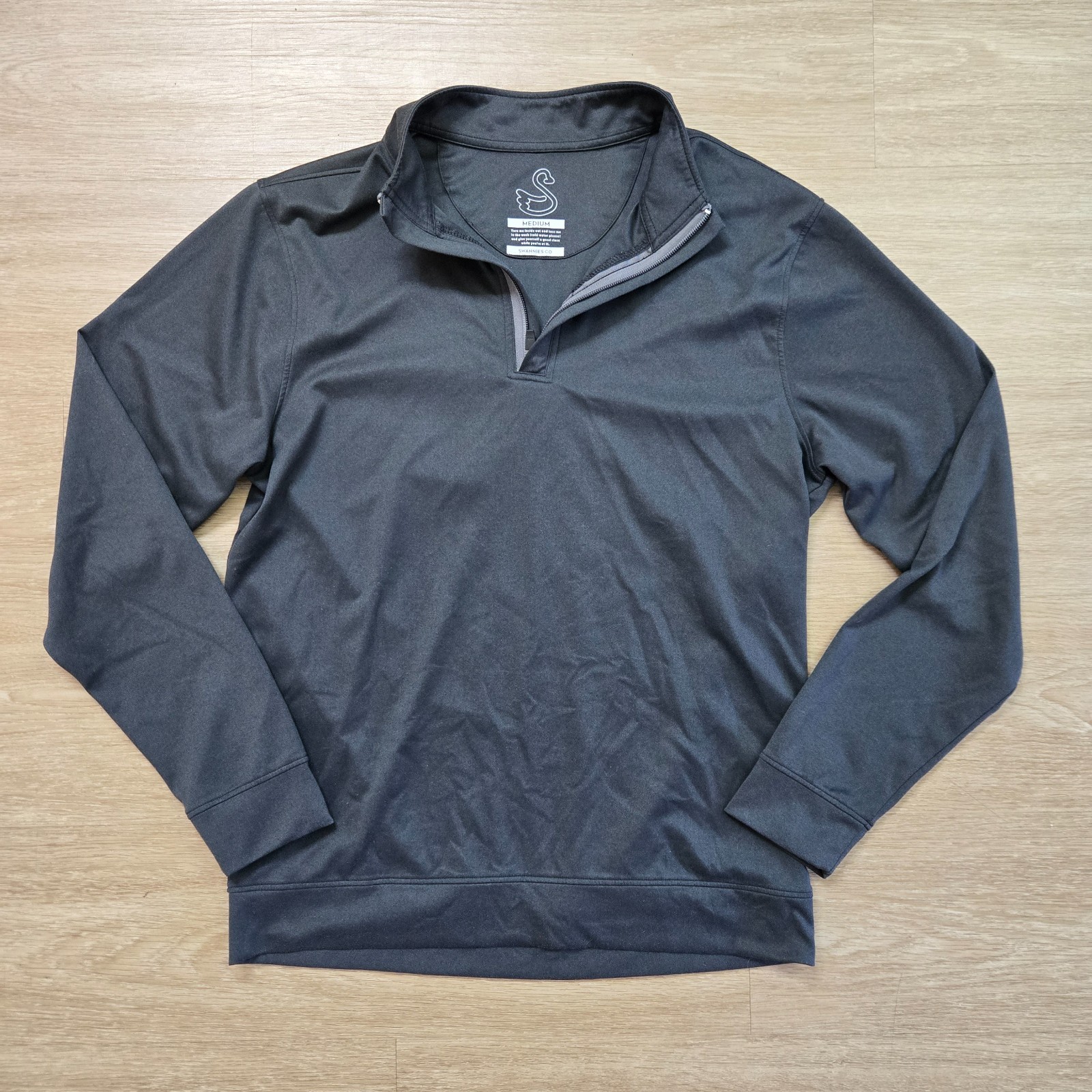 Swannies 1/4 Zip Men Medium Black Pullover Quarter Zip Performance Stretch Golf Swannies 1/4 Zip Men Medium Black Pullover Quarter Zip Performance Stretch Golf