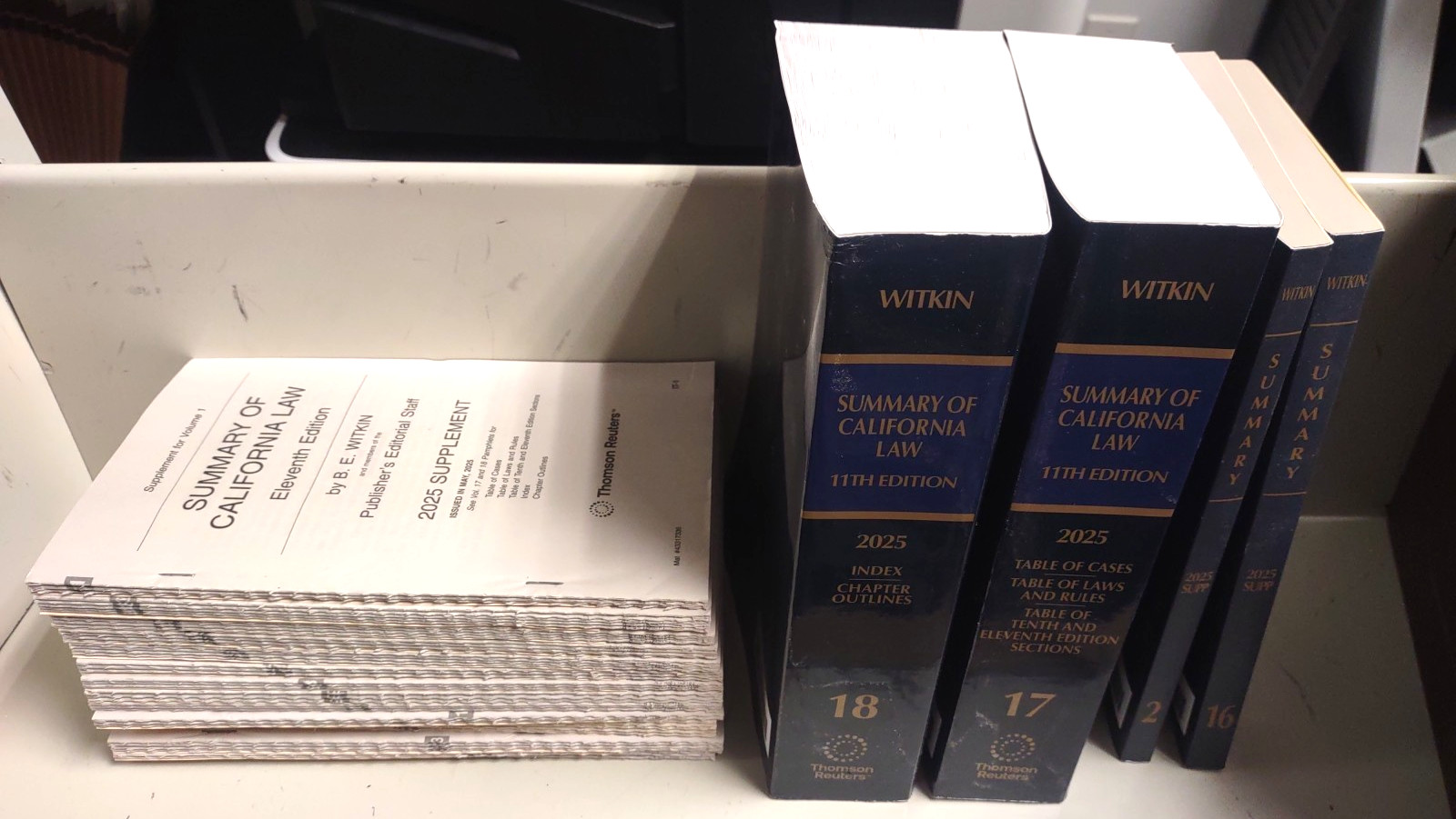 2025 WITKIN Summary of California Law SUPPLEMENT Pocket Parts and v.17 v.18 NEW
