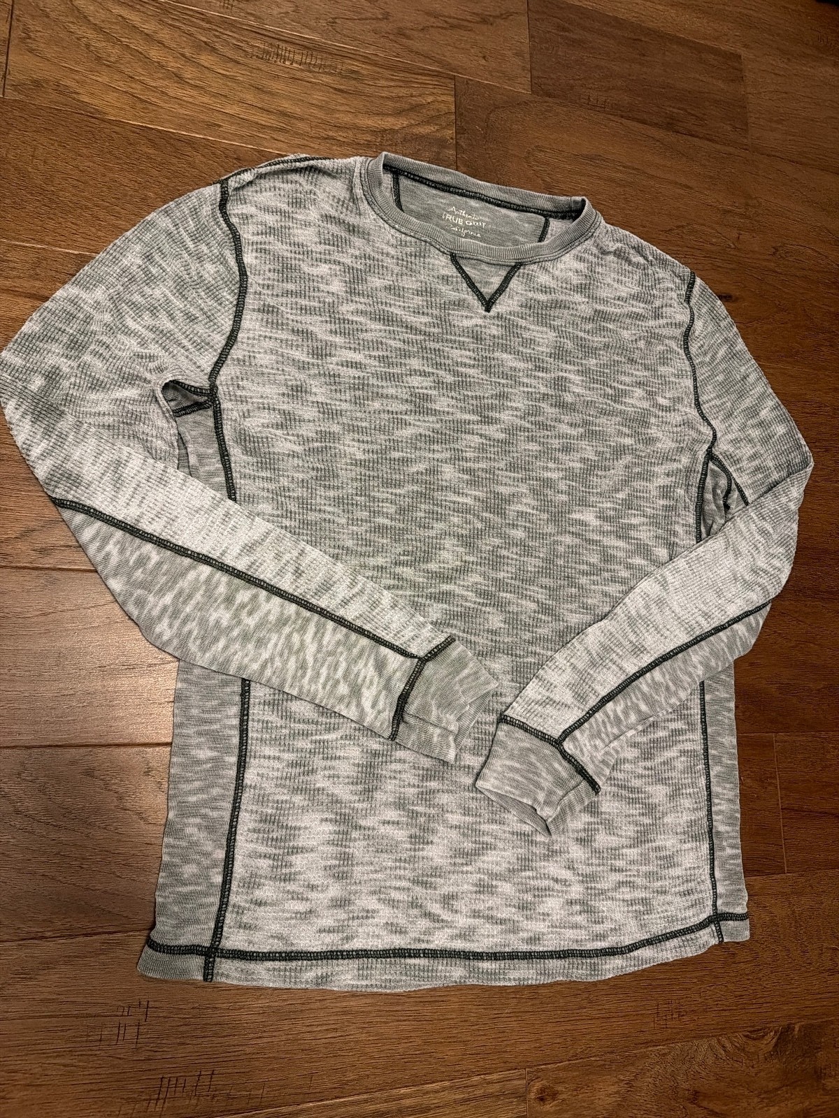 True Grit Women’s Gray Waffle Knit Long Sleeve Top Contrast Stitching Casual True Grit Women’s Gray Waffle Knit Long Sleeve Top Contrast Stitching Casual