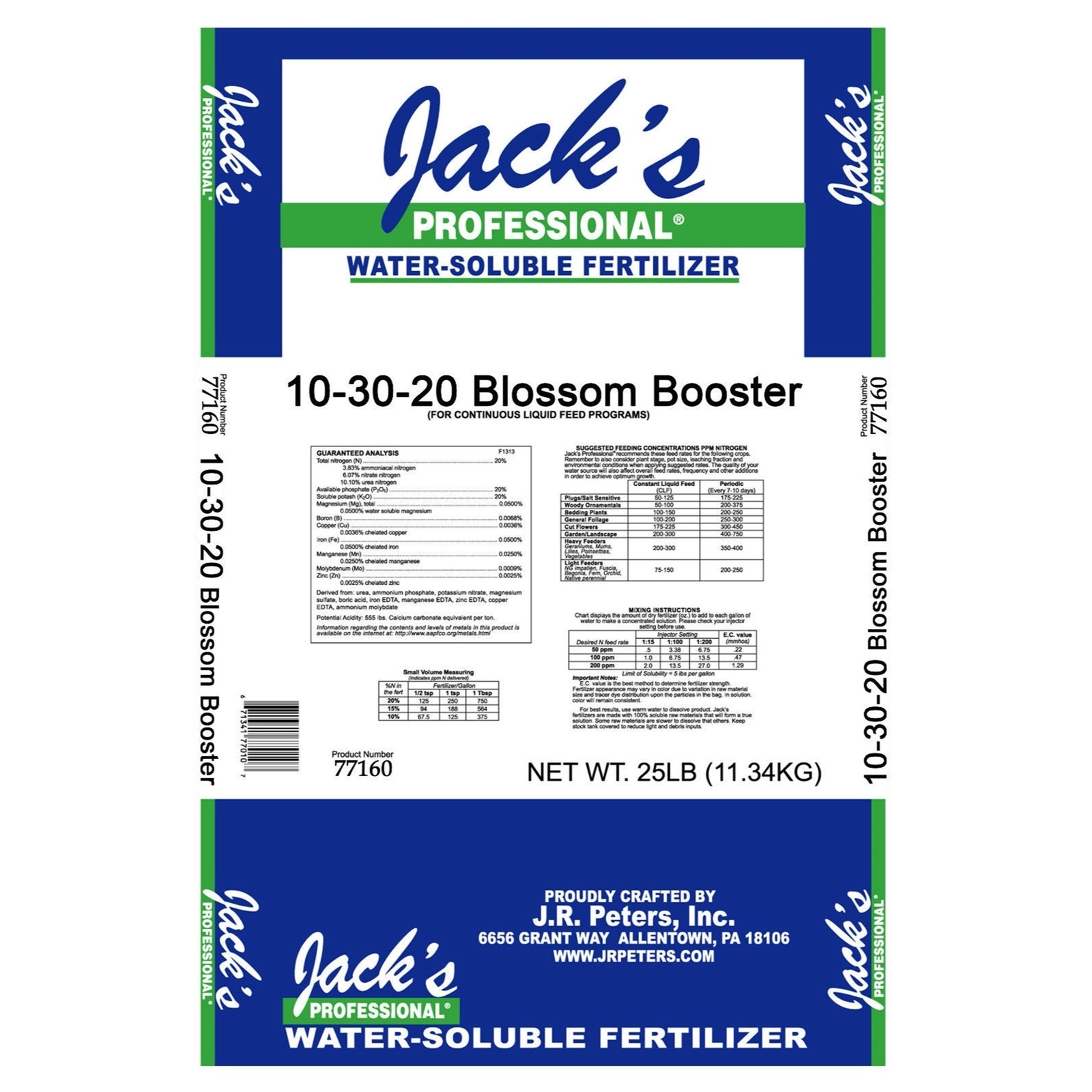 Jack\'s Professional 10-30-20 Blossom Booster Water-Soluble Fertilizer, 25lbs