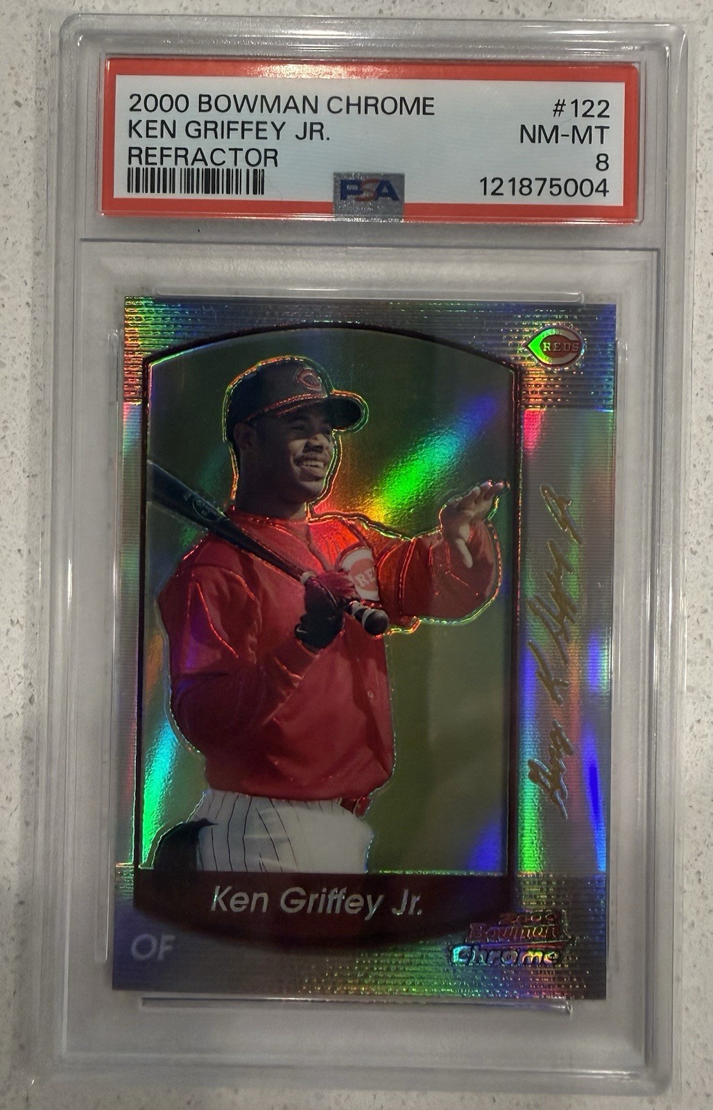 2000 Bowman Chrome Refractor #122 Ken Griffey Jr. 🔥PSA 8🔥 Pop 6 - 19 ⬆️ 