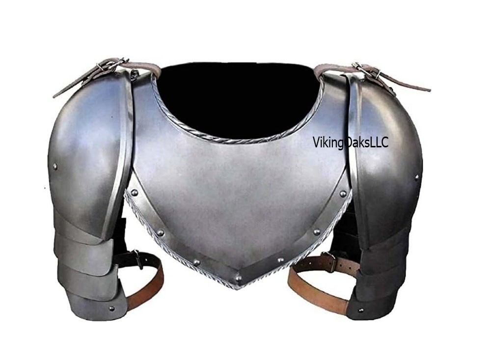 Medieval Iron Gorget & Spaulders Set – Viking Crusader Pauldrons Armor Medieval Iron Gorget & Spaulders Set – Viking Crusader Pauldrons Armor