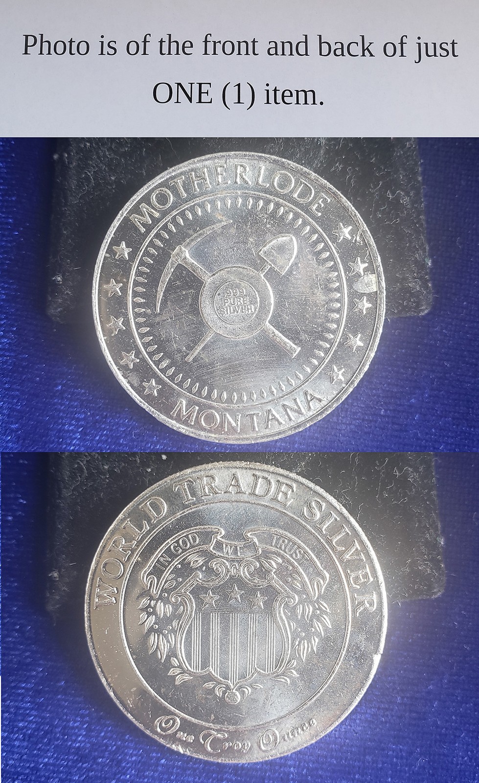 Motherlode Montana Gold Mining Pick & Shovel 1 Troy Oz .999 Fine Silver Round