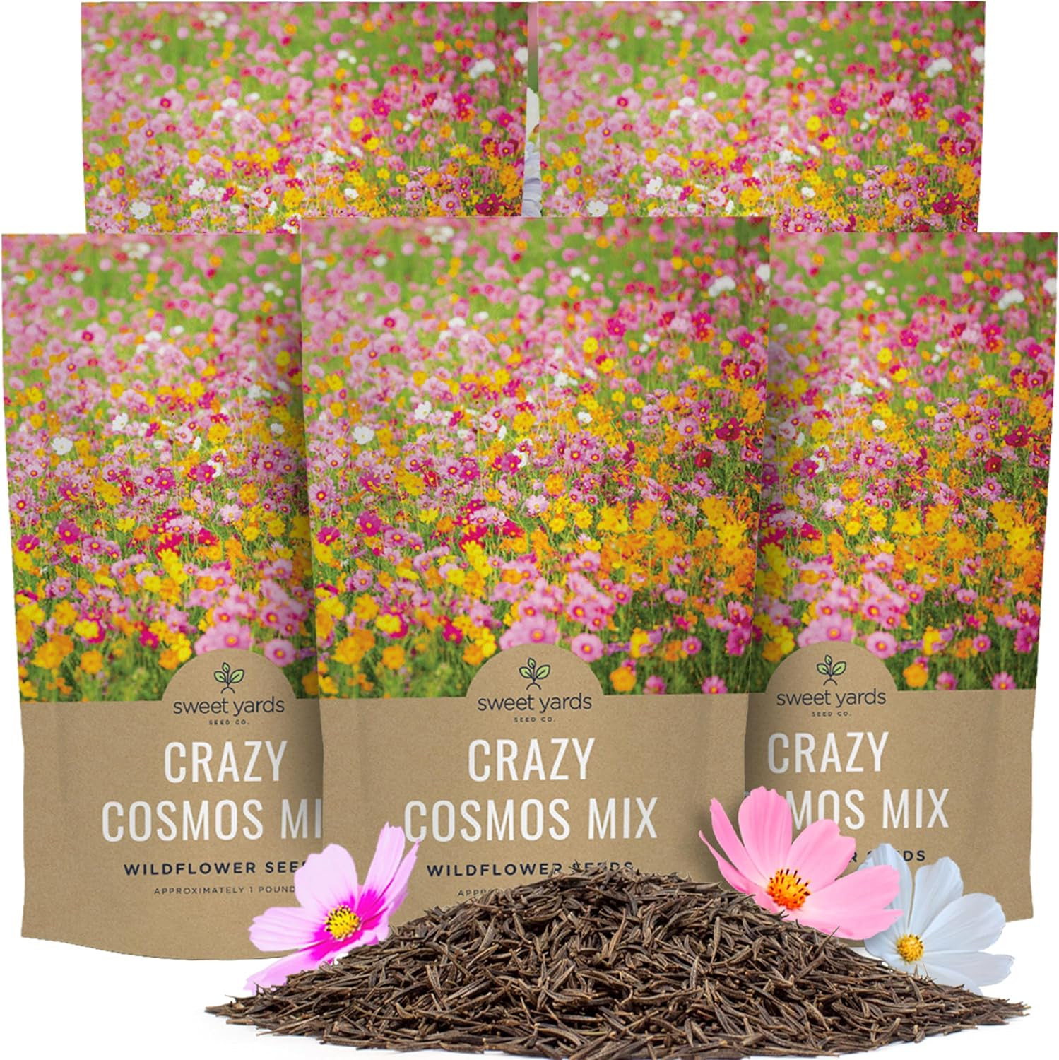 Bulk Cosmos Seeds Wildflower Mixture - 5 Pounds - over 400,000 Seeds - Pink, Yel