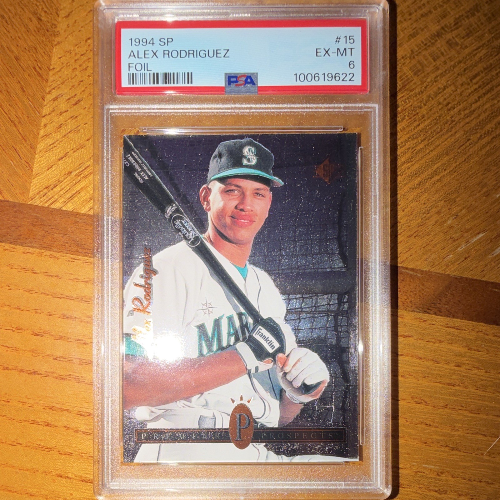 1994 Upper Deck SP Premier Prospects Alex Rodriguez #15 Foil (RC) PSA 6 Mariners 1994 Upper Deck SP Premier Prospects Alex Rodriguez #15 Foil (RC) PSA 6 Mariners
