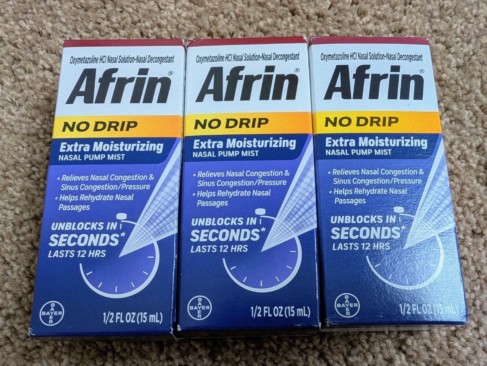 3x Afrin No Drip Extra Moisturizing Pump Nasal Mist Congestion Relief 09/2027+ 3x Afrin No Drip Extra Moisturizing Pump Nasal Mist Congestion Relief 09/2027+