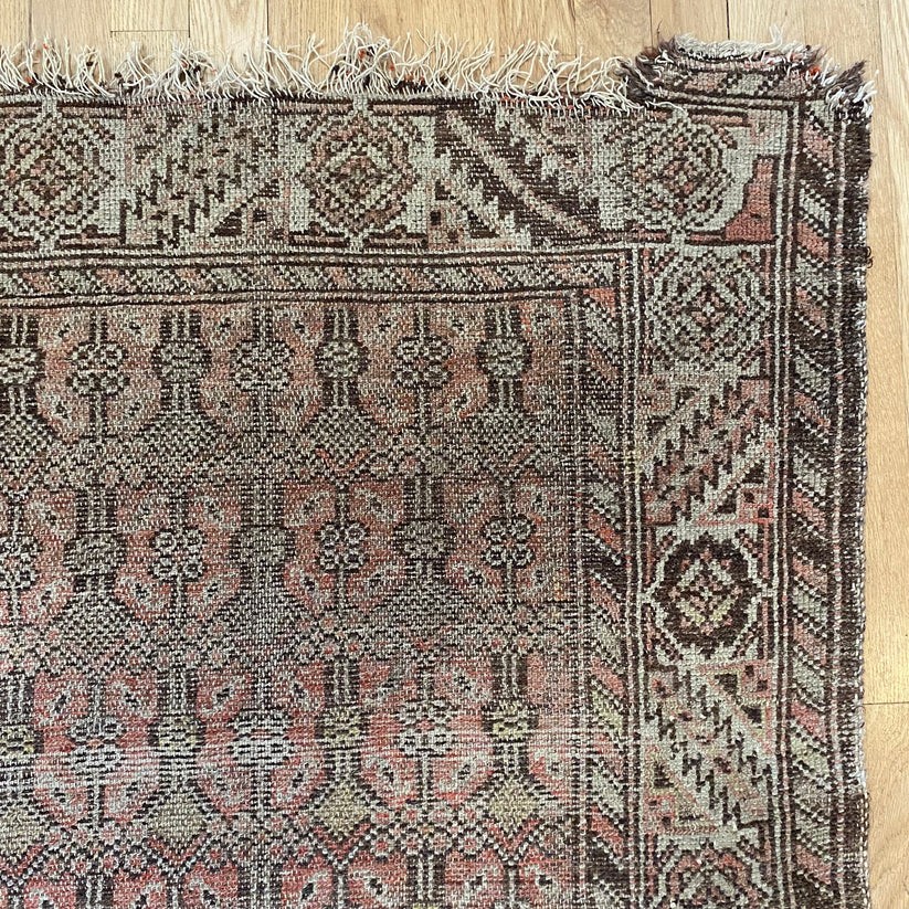 Vintage Rug 3\' 5 x 5\' 8 Hand Knotted Brown Worn Oriental Rug Vintage Rug 3\' 5 x 5\' 8 Hand Knotted Brown Worn Oriental Rug