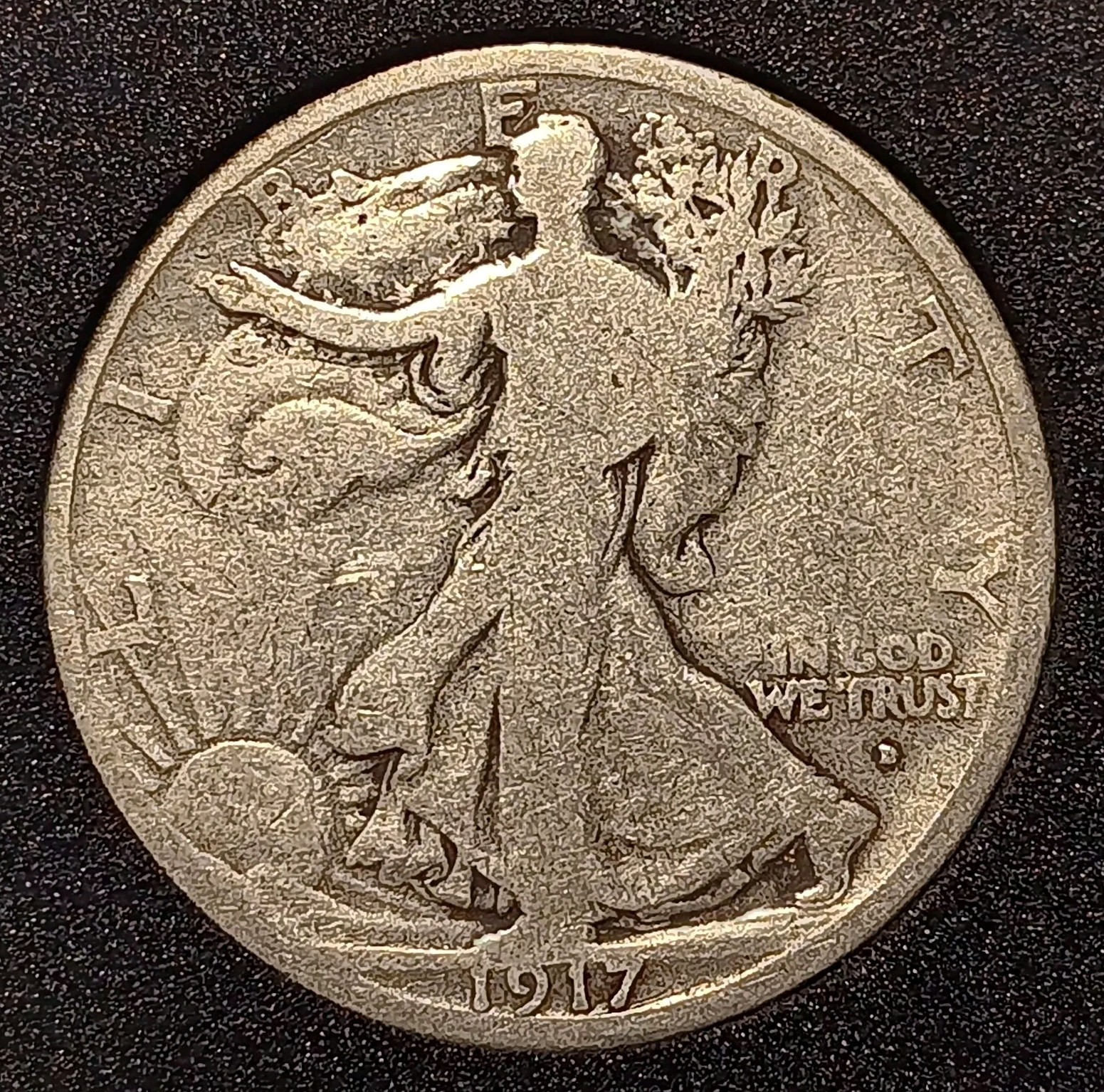 1917 D Walking Liberty Half Dollar 50c. Key Date. Low Mintage. Only 765,400