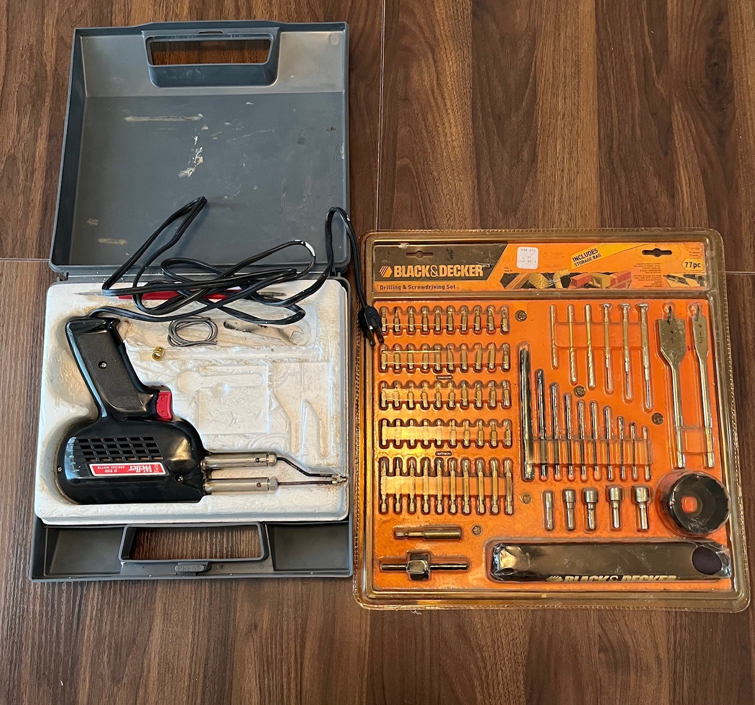 Vintage Weller D550 Soldering Gun & Black+Decker 77pc Drill Set Bundle