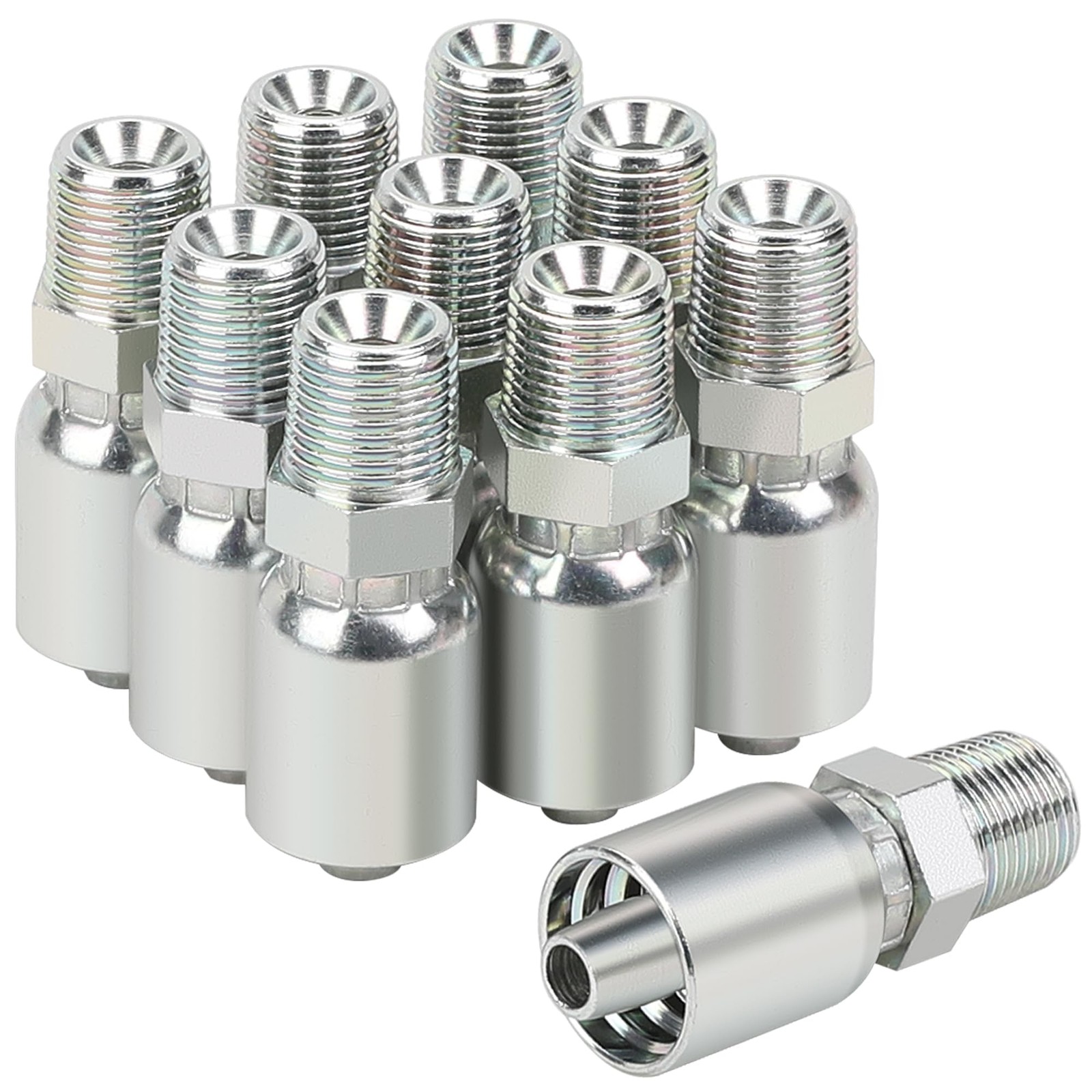 ANCIMOON 3/8’’ Hose x NPT Male Hydraulic 3/8\'\' × NPT, Sliver