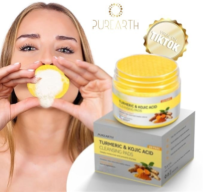 55 Turmeric Kojic Acid Cleansing Pads Face Dark Spots Brightening Exfoliating