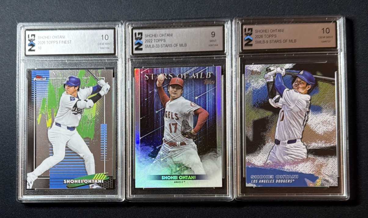 Shohei Ohtani 3X Lot: 2026 Topps Foil, Finest, 2022 Stars MLB Graded NXG 10/9 Shohei Ohtani 3X Lot: 2026 Topps Foil, Finest, 2022 Stars MLB Graded NXG 10/9