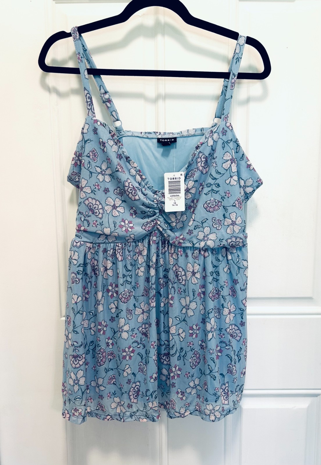 NWT TORRID Light Blue Mesh Lace Trim Babydoll Camisole Tank top size 1X Feminine NWT TORRID Light Blue Mesh Lace Trim Babydoll Camisole Tank top size 1X Feminine