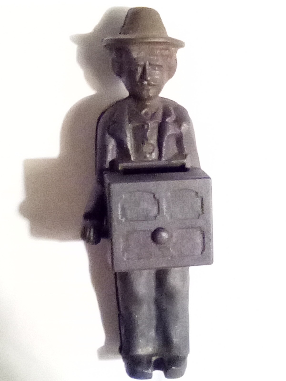 ** ANTIQUE HUBLEY CAST IRON  Organ Grinder BANK 1920\'s TOY No PAINT **