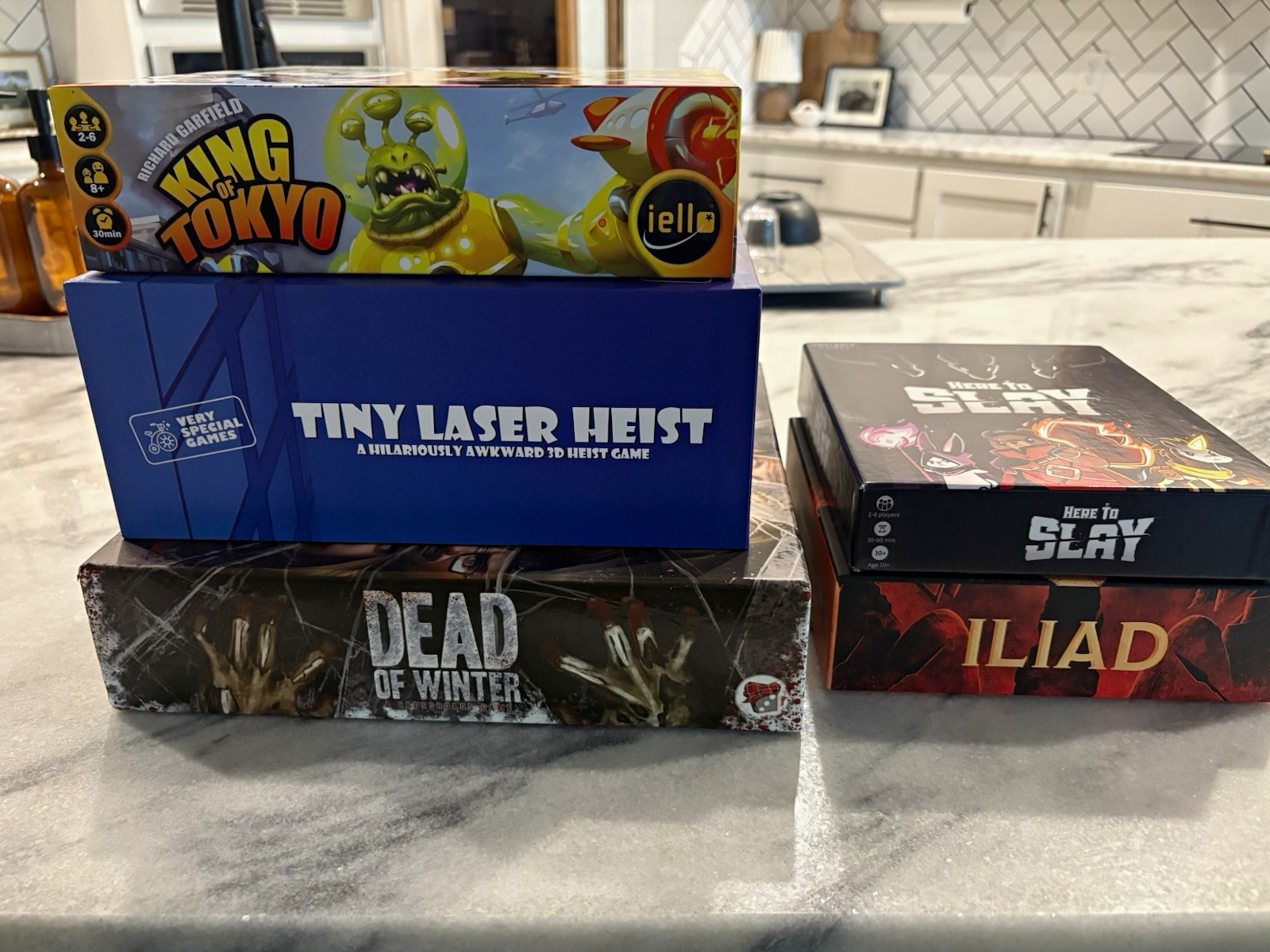 Game Lot: Dead of Winter, King of Tokyo, Iliad, Here to Slay, Tiny laser  Heist