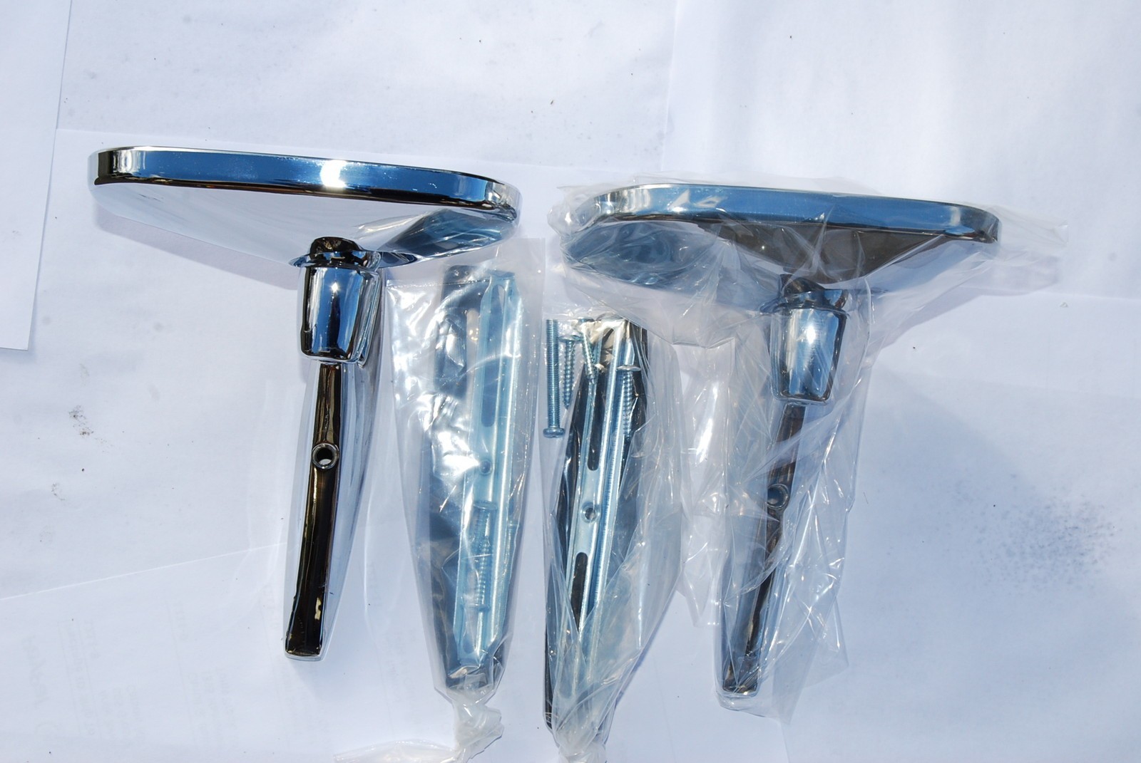A+ 1940s 50s CAR ACCESSORY SIDE VIEW MATCHING MIRROR PAIR CHROME FORD MOPAR GM